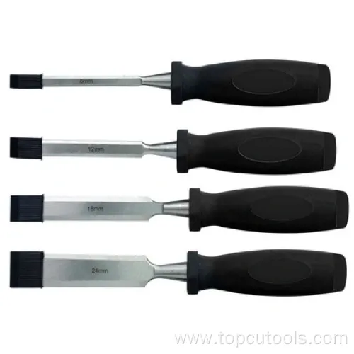 4 PCS 65mn Blade TPR+PP Handle Wood Chisel Set